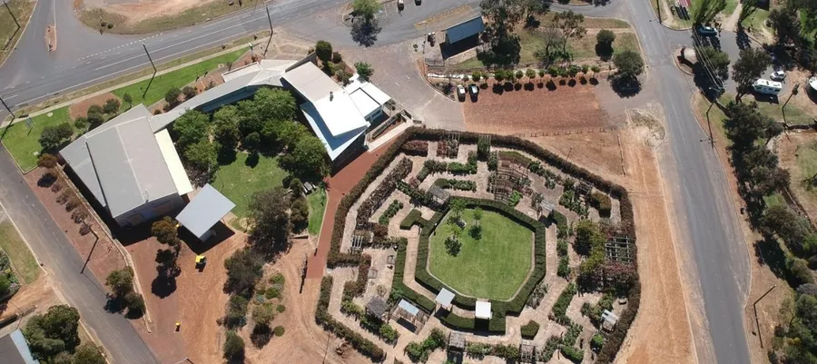 The Rose Maze at Kodja Place in Kojonup, a quiet walking path for couples