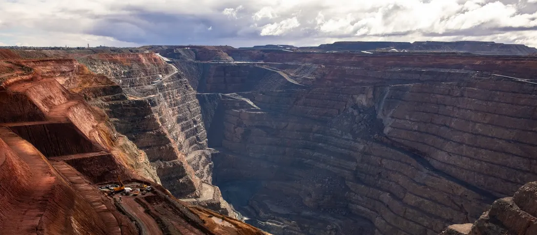 The terraced walls of the Kalgoorlie Super Pit open-cut gold mine